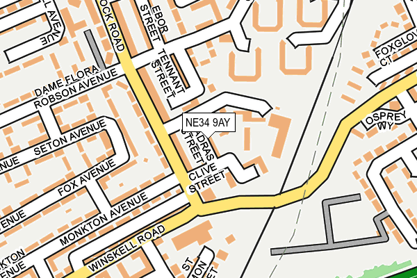 NE34 9AY map - OS OpenMap – Local (Ordnance Survey)