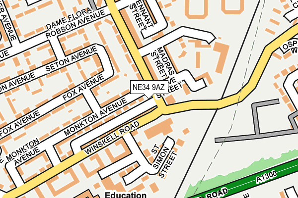 NE34 9AZ map - OS OpenMap – Local (Ordnance Survey)