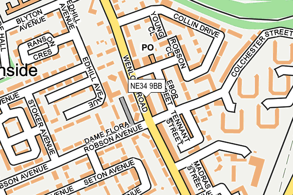 NE34 9BB map - OS OpenMap – Local (Ordnance Survey)