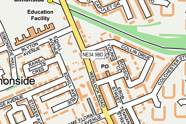 NE34 9BD map - OS OpenMap – Local (Ordnance Survey)