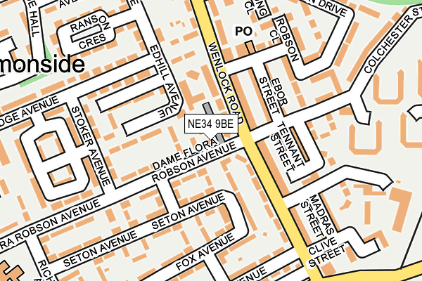 NE34 9BE map - OS OpenMap – Local (Ordnance Survey)