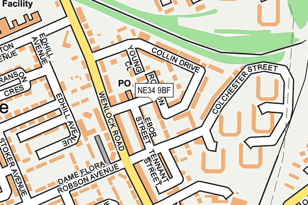 NE34 9BF map - OS OpenMap – Local (Ordnance Survey)