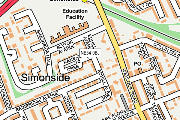 NE34 9BJ map - OS OpenMap – Local (Ordnance Survey)