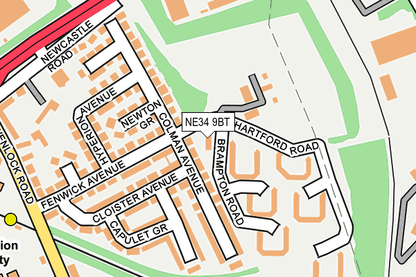 NE34 9BT map - OS OpenMap – Local (Ordnance Survey)
