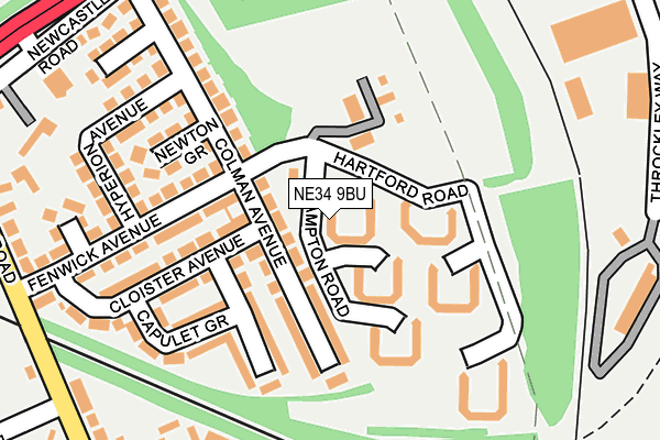 NE34 9BU map - OS OpenMap – Local (Ordnance Survey)