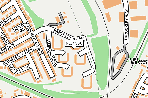 NE34 9BX map - OS OpenMap – Local (Ordnance Survey)