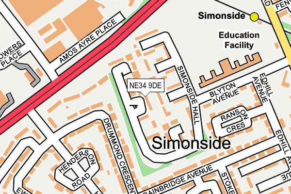 NE34 9DE map - OS OpenMap – Local (Ordnance Survey)