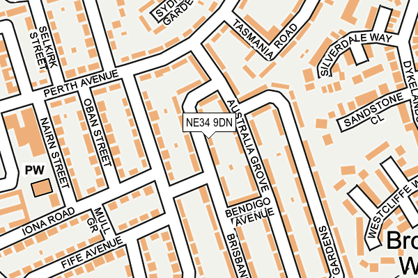 NE34 9DN map - OS OpenMap – Local (Ordnance Survey)
