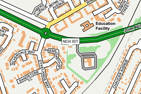 NE34 9DT map - OS OpenMap – Local (Ordnance Survey)