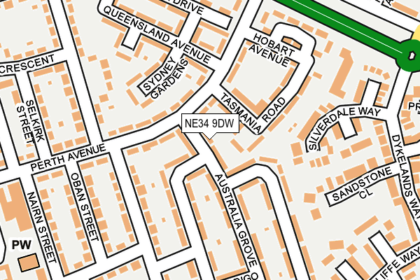 NE34 9DW map - OS OpenMap – Local (Ordnance Survey)