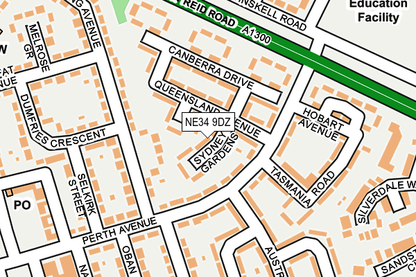 NE34 9DZ map - OS OpenMap – Local (Ordnance Survey)
