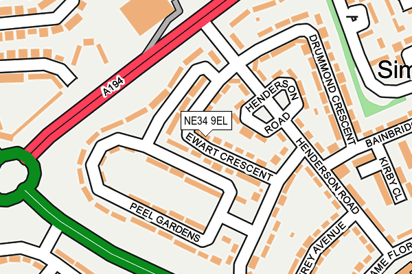 NE34 9EL map - OS OpenMap – Local (Ordnance Survey)