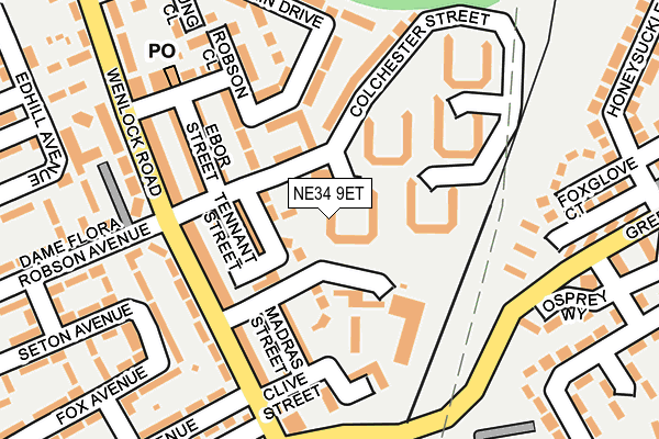NE34 9ET map - OS OpenMap – Local (Ordnance Survey)