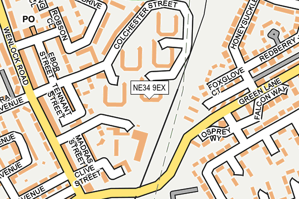 NE34 9EX map - OS OpenMap – Local (Ordnance Survey)