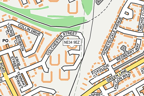 NE34 9EZ map - OS OpenMap – Local (Ordnance Survey)