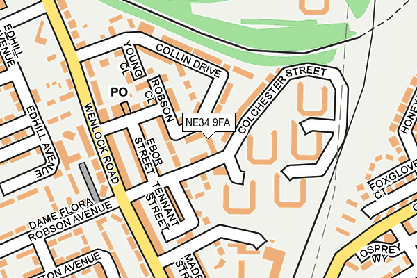 NE34 9FA map - OS OpenMap – Local (Ordnance Survey)