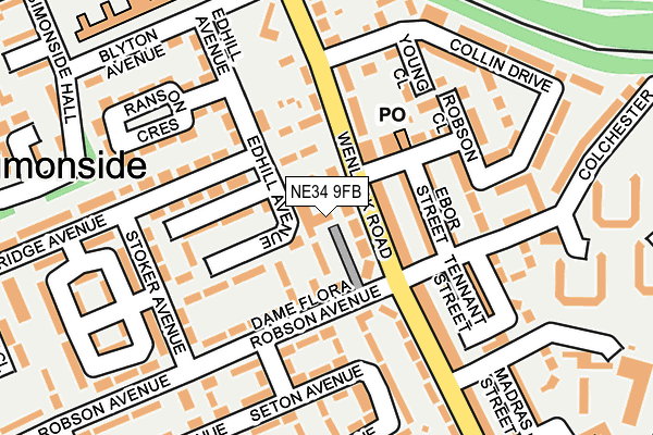 NE34 9FB map - OS OpenMap – Local (Ordnance Survey)