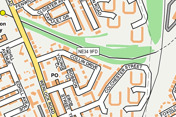NE34 9FD map - OS OpenMap – Local (Ordnance Survey)
