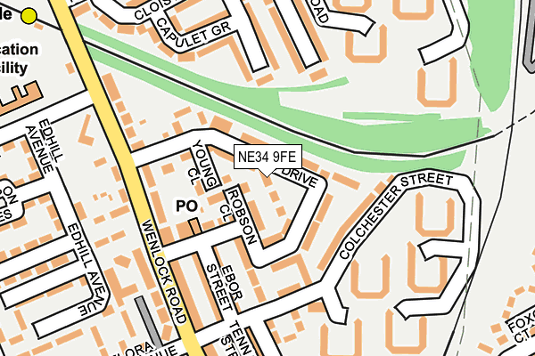 NE34 9FE map - OS OpenMap – Local (Ordnance Survey)