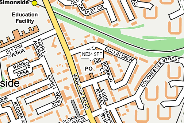 NE34 9FF map - OS OpenMap – Local (Ordnance Survey)