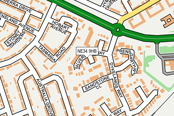 NE34 9HB map - OS OpenMap – Local (Ordnance Survey)