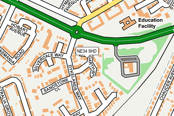 NE34 9HD map - OS OpenMap – Local (Ordnance Survey)