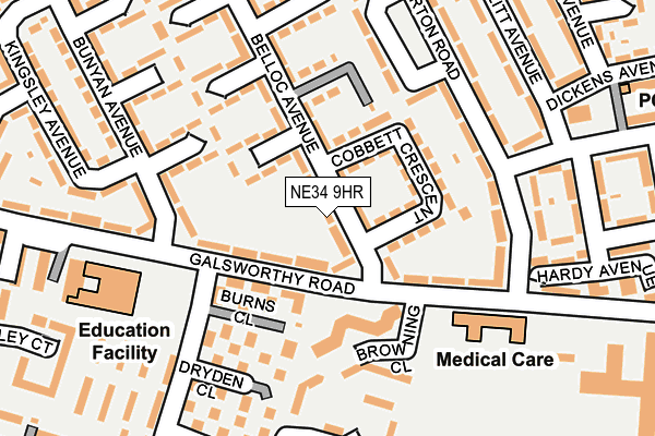 NE34 9HR map - OS OpenMap – Local (Ordnance Survey)