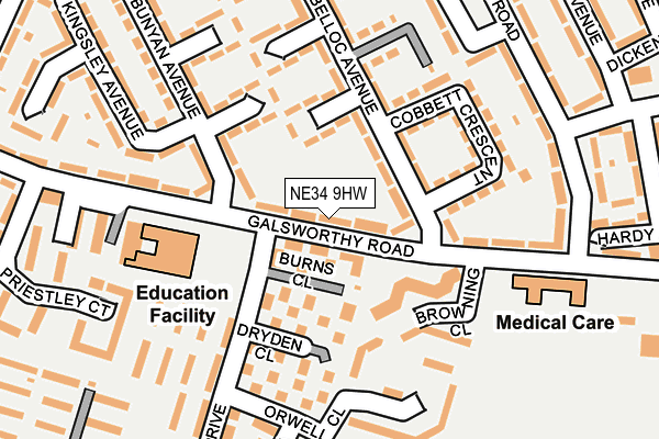 NE34 9HW map - OS OpenMap – Local (Ordnance Survey)