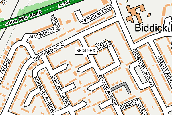 NE34 9HX map - OS OpenMap – Local (Ordnance Survey)