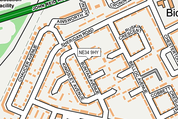 NE34 9HY map - OS OpenMap – Local (Ordnance Survey)