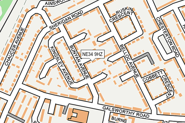 NE34 9HZ map - OS OpenMap – Local (Ordnance Survey)