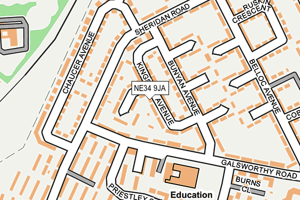 NE34 9JA map - OS OpenMap – Local (Ordnance Survey)