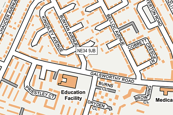 NE34 9JB map - OS OpenMap – Local (Ordnance Survey)