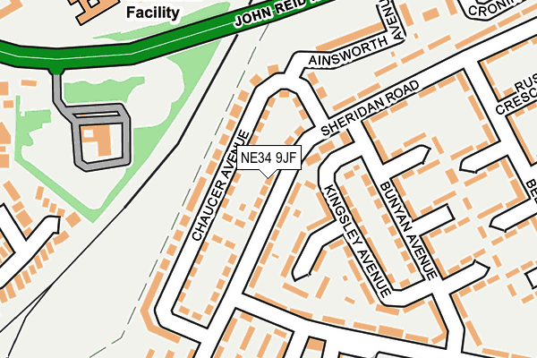 NE34 9JF map - OS OpenMap – Local (Ordnance Survey)