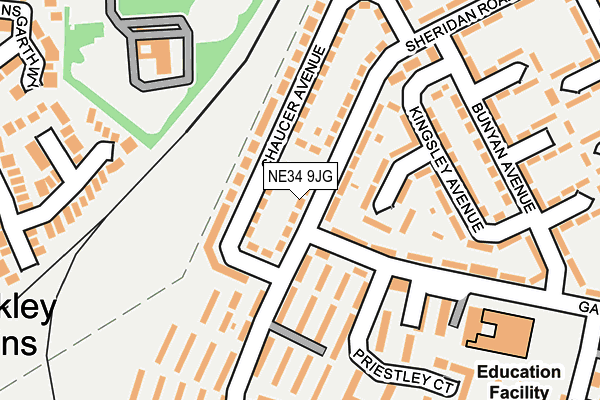 NE34 9JG map - OS OpenMap – Local (Ordnance Survey)