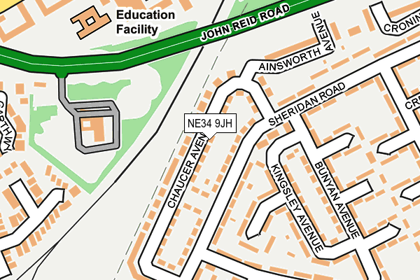 NE34 9JH map - OS OpenMap – Local (Ordnance Survey)