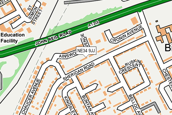 NE34 9JJ map - OS OpenMap – Local (Ordnance Survey)