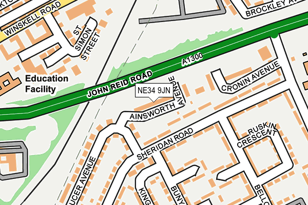 NE34 9JN map - OS OpenMap – Local (Ordnance Survey)