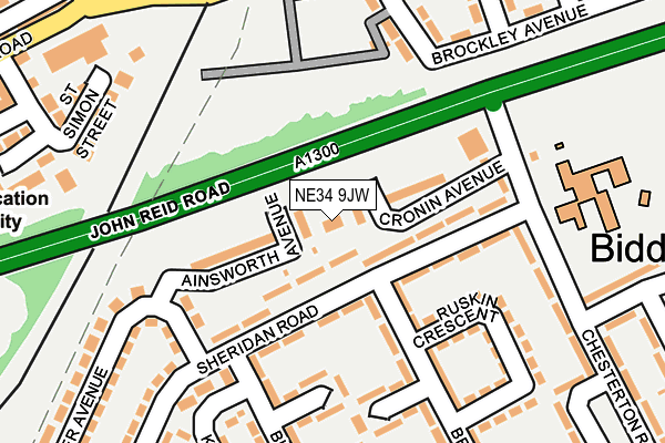 NE34 9JW map - OS OpenMap – Local (Ordnance Survey)