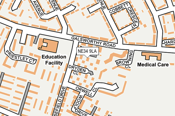 NE34 9LA map - OS OpenMap – Local (Ordnance Survey)