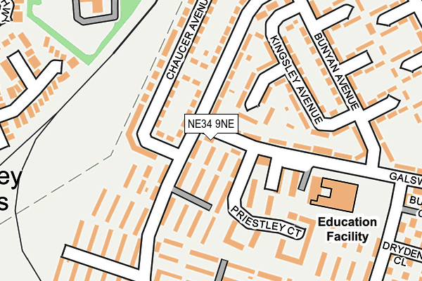 NE34 9NE map - OS OpenMap – Local (Ordnance Survey)