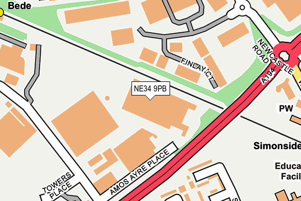 NE34 9PB map - OS OpenMap – Local (Ordnance Survey)