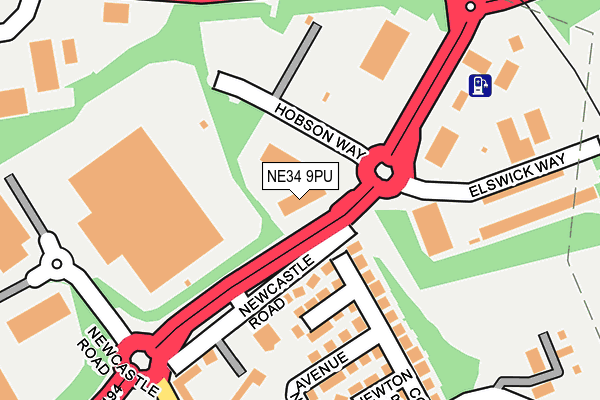 NE34 9PU map - OS OpenMap – Local (Ordnance Survey)