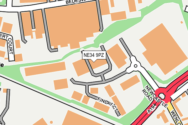 NE34 9PZ map - OS OpenMap – Local (Ordnance Survey)