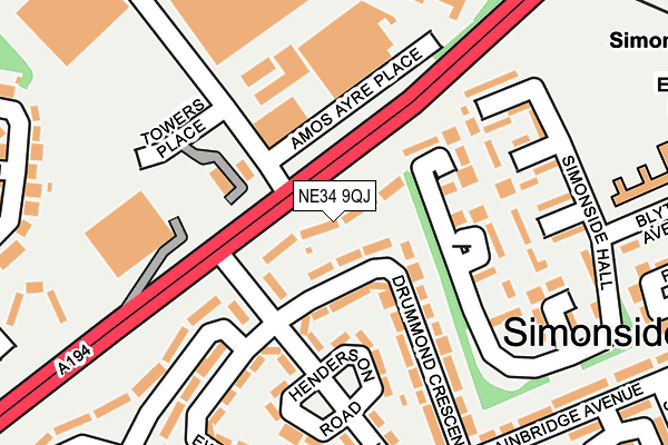 NE34 9QJ map - OS OpenMap – Local (Ordnance Survey)