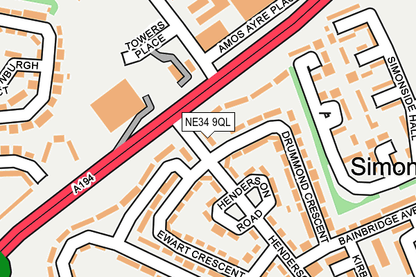NE34 9QL map - OS OpenMap – Local (Ordnance Survey)