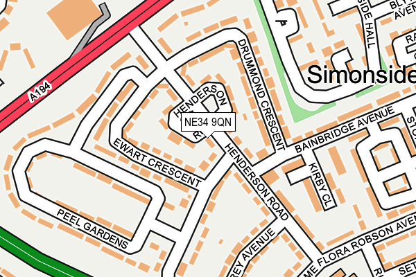 NE34 9QN map - OS OpenMap – Local (Ordnance Survey)