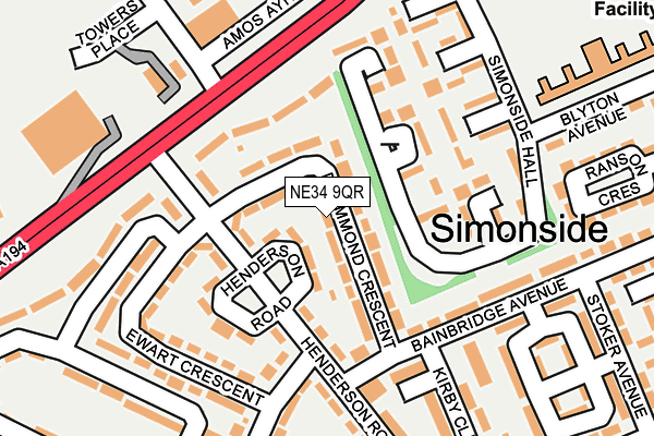 NE34 9QR map - OS OpenMap – Local (Ordnance Survey)