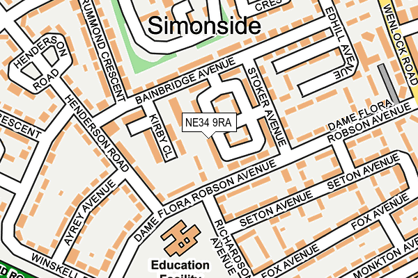 NE34 9RA map - OS OpenMap – Local (Ordnance Survey)