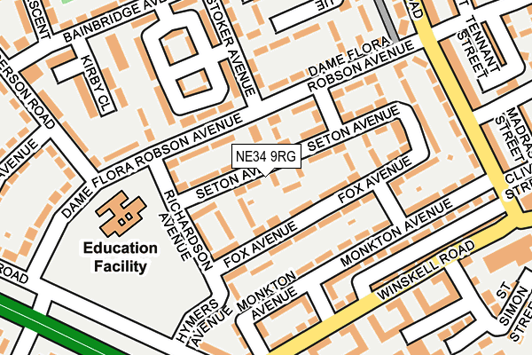 NE34 9RG map - OS OpenMap – Local (Ordnance Survey)